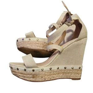 JUSTFAB Nude espadrille wedges 8